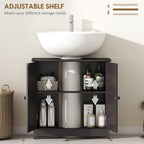 HOMCOM Under Sink Bathroom Cabinet, Pedestal Sink Storage Cabinet with 2 Doors, Shelf and U-Shape, Coffee