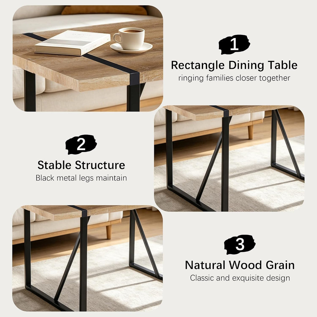Dining Table Set for 4, Modern Table and Chairs Set of 4, 5 Piece Dining Table Set Include Wooden Rectangle Kitchen Table and 4 Fabric Chairs Ideal for Kitchen Dining Room Easy to Assemble