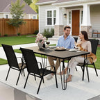 JEAREY Patio Dining Chairs Set of 4, Outdoor Stackable Dining Furniture Set, All Weather Dining Set for Lawn, Garden, Backyard, Poolside, Black
