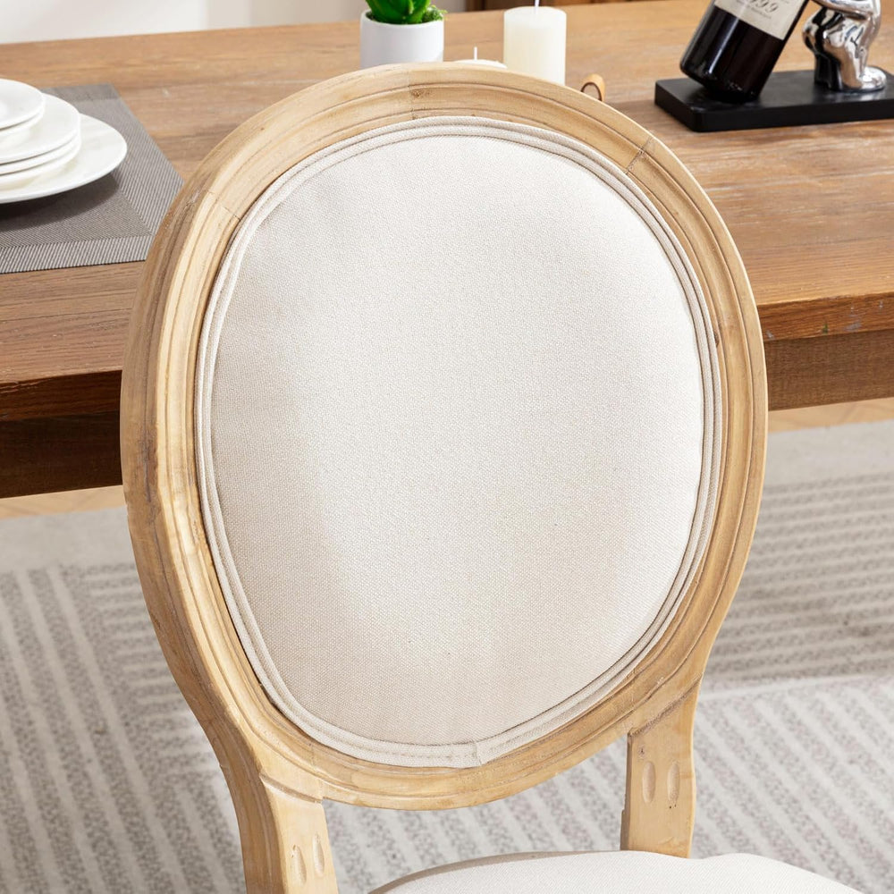 French Country Dining Chairs Set of 6,Upholstered Fabric Chairs with Round Ba...