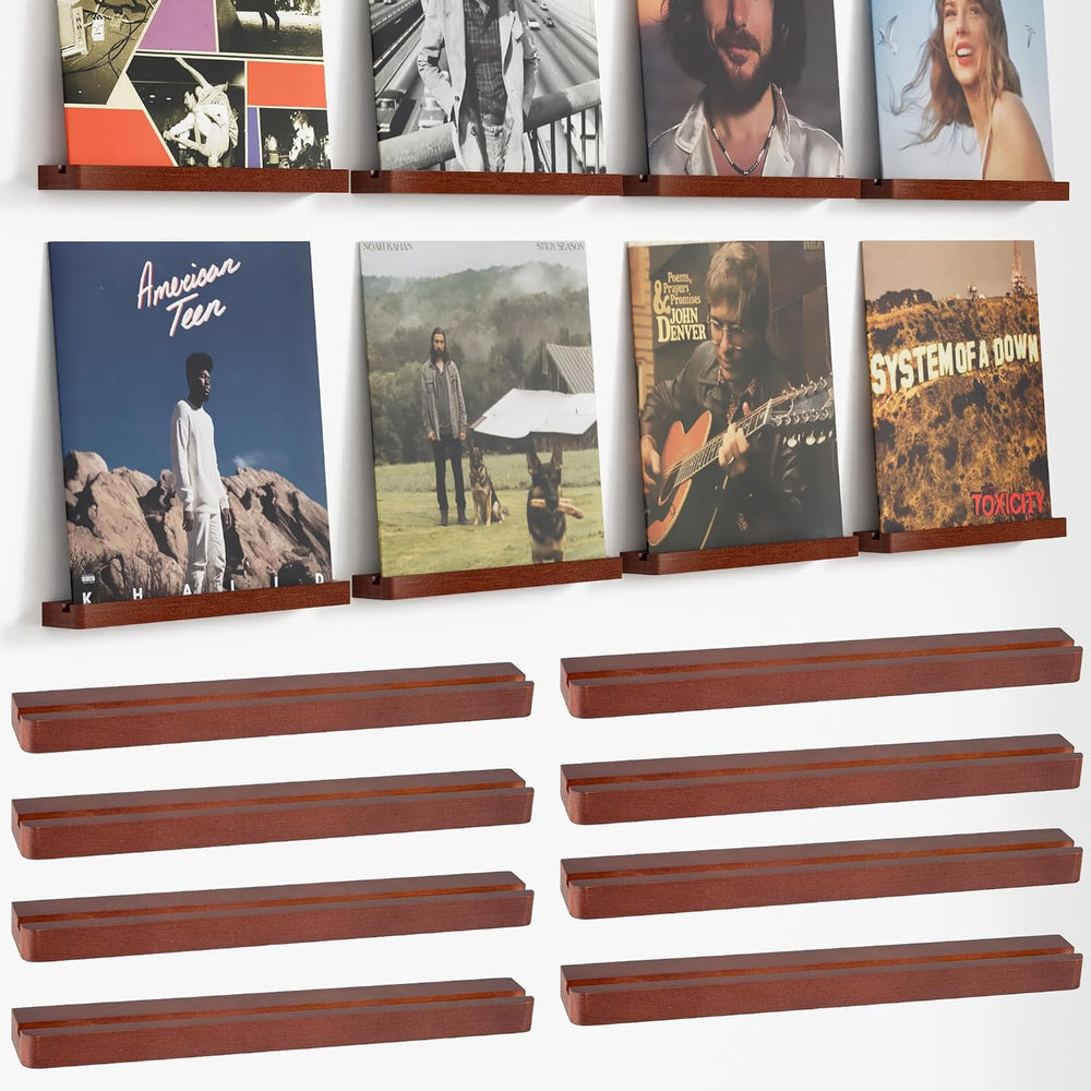 Axeman Wood Vinyl Record Shelf Wall Mount, Floating Shelves for LPs, CD, Albu...