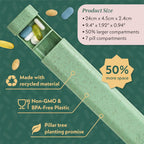 Pillar Plus - Aesthetic 7 XL Day Pill Organizer | BPA-Free Wheat Straw Medicine Case | Pretty Travel & Home Tablet Vitamin Organizer | Cute Weekly Pill Box | Travel Medicine Organizer (Sage Green)