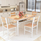 Hooseng Dining Table Set for 4, Wood Kitchen Table Chairs Set with Storage, Farmhouse 5 Piece Dining Room Table Set, Space-Saving Dinette Set for Breakfast Nook, Apartment