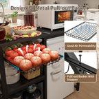 METYERRY Kitchen Bakers Rack with Power Outlet,Mini Fridge Cabinet with Mesh Basket, Mini Fridge and Microwave Table with Storage for Office,Kitchen,Living Room,Coffee Bar,Patio, Black