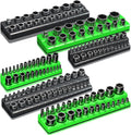 Magnetic Socket Organizer Holder Set For Tool Box Drawer, Toolbox Organization Including 1/4", 3/8" and 1/2" Drive Metric SAE Socket Trays (Sockets are not Included)