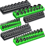 Magnetic Socket Organizer Holder Set For Tool Box Drawer, Toolbox Organization Including 1/4", 3/8" and 1/2" Drive Metric SAE Socket Trays (Sockets are not Included)