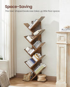 VASAGLE Bookshelf, Tree-Shaped Bookcase with 13 Storage Shelves, Rounded Corners & 9-Tier Floor Standing Tree Bookshelf, with Shelves for Living Room, Home Office, Rustic Brown ULBC11BX