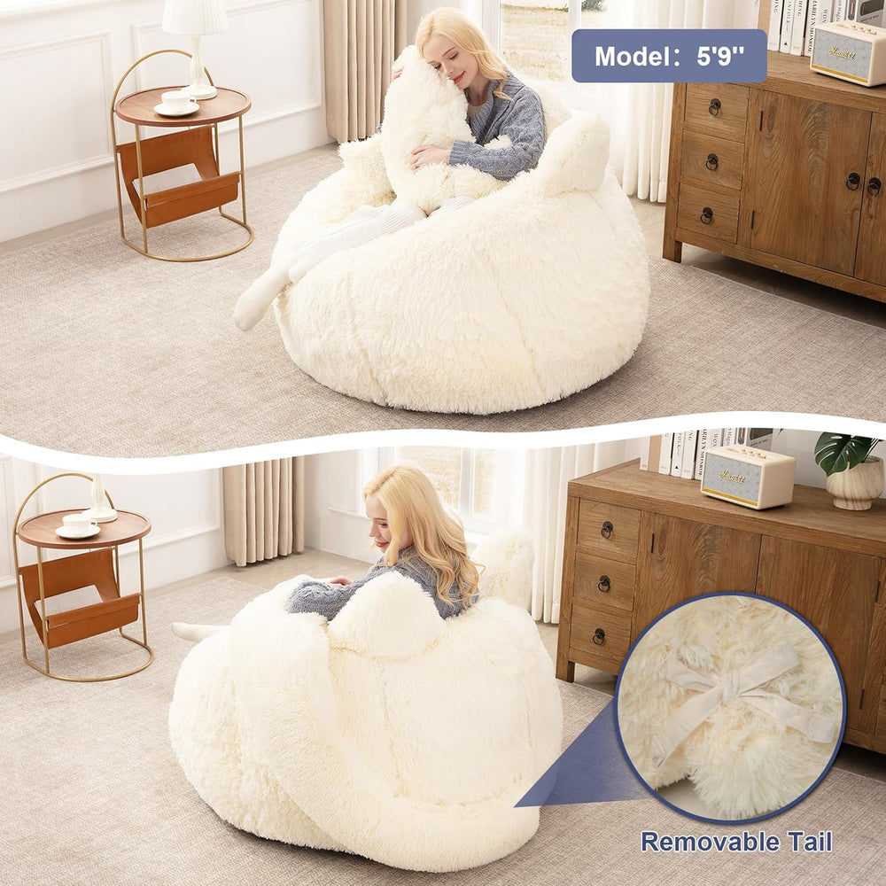 Achicsofar Bean Bag Chair for Adults Teens Giant Faux Fur Bean Bag Chairs wit...