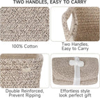 3 Pack Storage Baskets for Organizing, 13.7×9.5×6.3", Mixed brown | Woven Baskets for Shelves, Cotton Rope Basket for Gifts Empty, Closet Organizer Bins with Handles, Cube Decorative Box