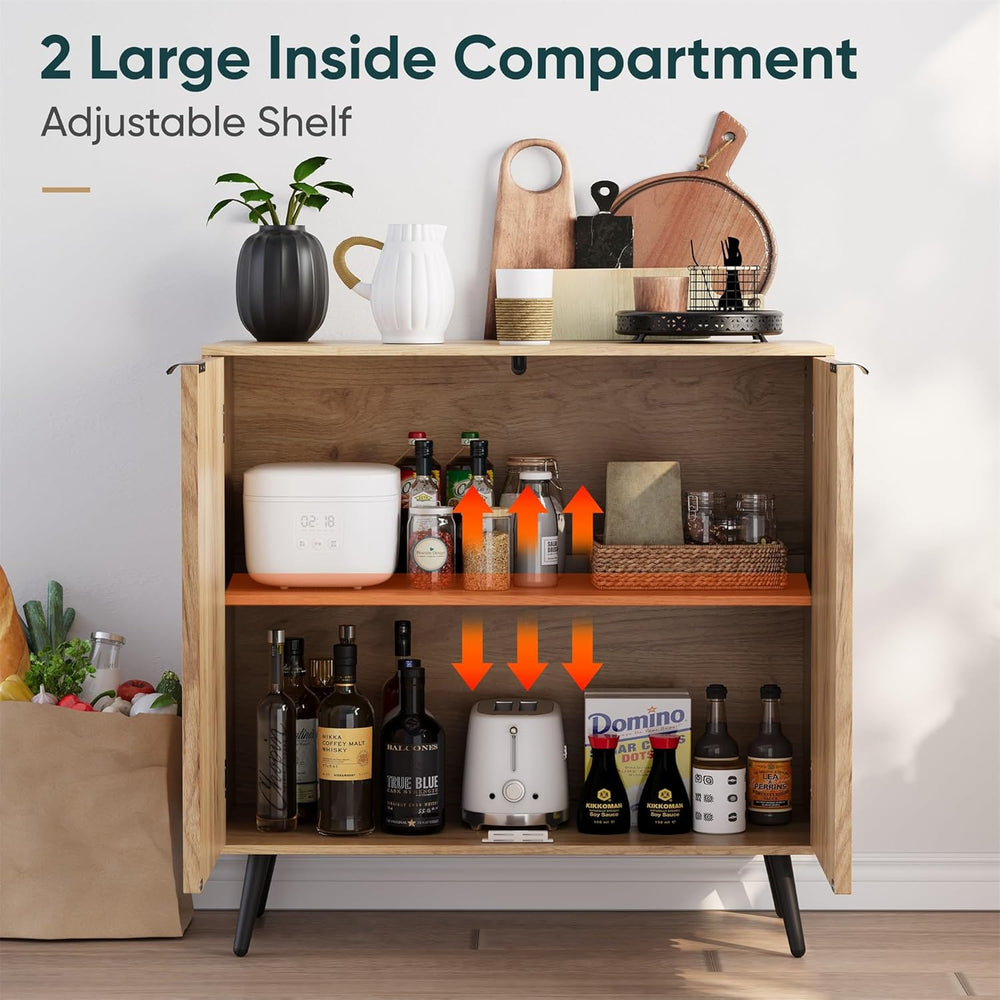 Semiocthome Buffet Cabinet with Storage, Sideboard Cabinet with Fluted Doors ...