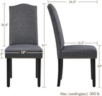Yaheetech Upholstered Dining Chairs Set of 6, Modern Kitchen Chairs with Nailhead Trims and Solid Wood Legs for Dining Room, Living Room, Restaurant, Fabric Armless Design, Dark Gray