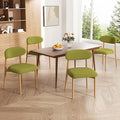 Wooden Dining Chair Set of 4, Modern Dining Chairs with with Curved Back, Fabric Upholstered Kitchen Dining Room Chairs with Adjustable Legs for Farmhouse Dining Living Room,Green