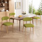 Wooden Dining Chair Set of 4, Modern Dining Chairs with with Curved Back, Fabric Upholstered Kitchen Dining Room Chairs with Adjustable Legs for Farmhouse Dining Living Room,Green