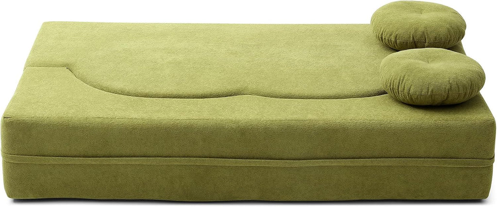 75" Convertible Folding Sofa Bed, 2-in-1 Full Size Floor Boneless Couch Bed, Loveseat sleeper Couch, Memory Foam Floor Sofa Sleeper SofaBed, Small couches for small spaces, No Assembly (Green)