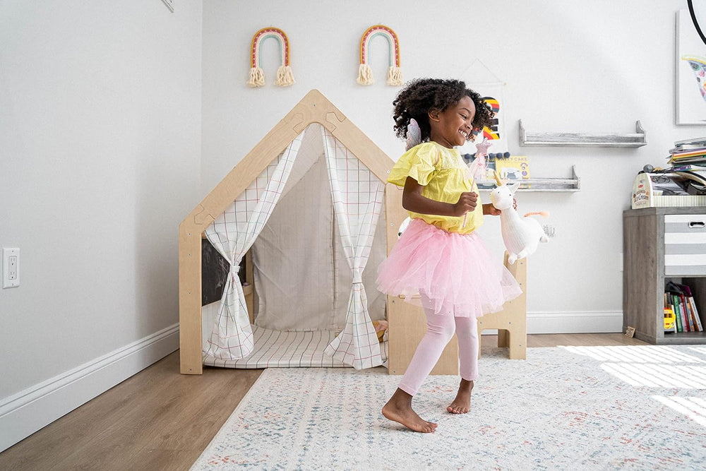 Avenlur Flair - 5 in 1 Indoor Playhouse with Desk Table, Chair, Chalkboard, F...