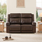 Watson & Whitely Genuine Leather Wall Hugger Power Recliner Loveseat, Brown | 2 Seater Reclining Sofa, Adjustable Power Headrests, USB & Type-C Charging Ports, Dual Recliners, Living Room & RV
