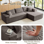104" Cloud Sectional Couch, Modern Modular L Shape Sectional Sofa with Deep Seat Chaise, Comfy Boucle Boneless Couches for Living Room (Light Grey, Right Chaise)