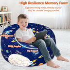 2.5 Ft Space Bean Bag Chair for Kids with Memory Foam Filling, Bean Bag Chair with Soft Velvet Cover, Sofa Couch for Living Room, Birthday Gift for Boys Girls, X-Large