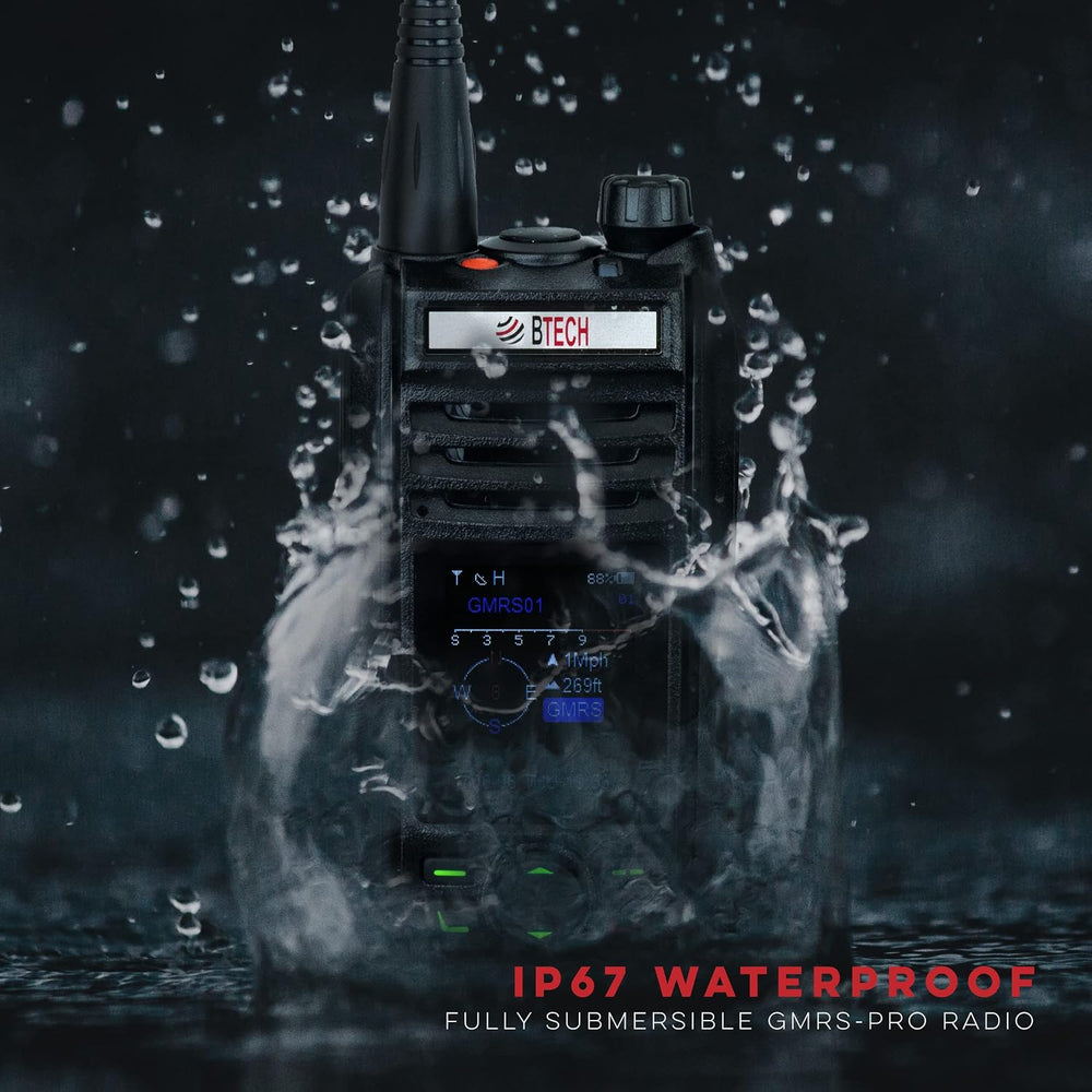 BTECH GMRS-PRO 5W Long-Range GMRS Radio – IP67 Waterproof, Bluetooth VOX, GPS...