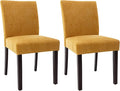 Watson & Whitely Kitchen & Dining Room Chairs with Low Backs, Upholstered Dining Chairs Set of 2, Modern Armless Dining Table Chairs with Solid Wood Legs, Bright Yellow