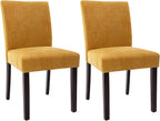 Watson & Whitely Kitchen & Dining Room Chairs with Low Backs, Upholstered Dining Chairs Set of 2, Modern Armless Dining Table Chairs with Solid Wood Legs, Bright Yellow