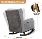 HCHAIRH Nursery Rocking Chairs, Modern Rocking Nursery Chair for Mom Nursery Rocker with High Backrest and Solid Wood Legs, Dark Grey