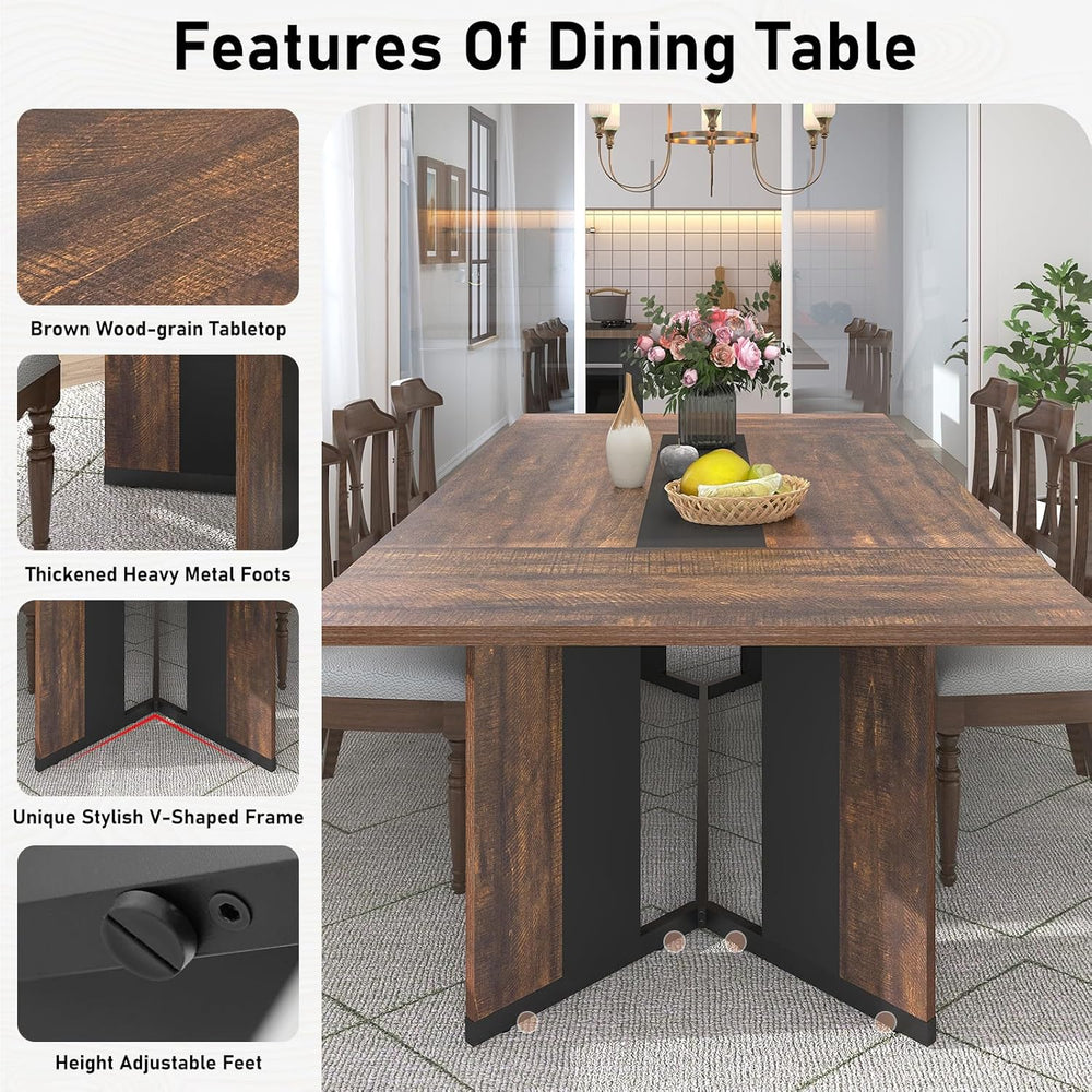 Hlivelood 78Inch Large Dining Table for 6 8 People,Wooden Rectangular Kitchen...