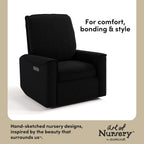 Storkcraft Santos Deluxe Power Recliner Swivel Glider, Black Boucle | Premium Electronic Power Recliner for Nursery, Includes Dual-USB Charging Port with USB-A & USB-C, Glider Rocking Chair