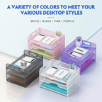 Samstar 3 Tier White Letter Tray Paper Organizer with Handle, Mesh Desk Organizer Paper Sorter File Rack Shelves, White