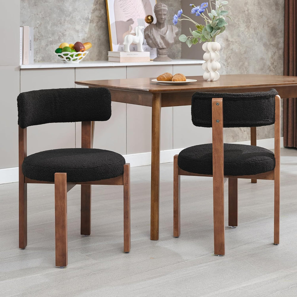 Okeysen Modern Dining Chairs Set of 4, Round Upholstered Armless Kitchen Chai...