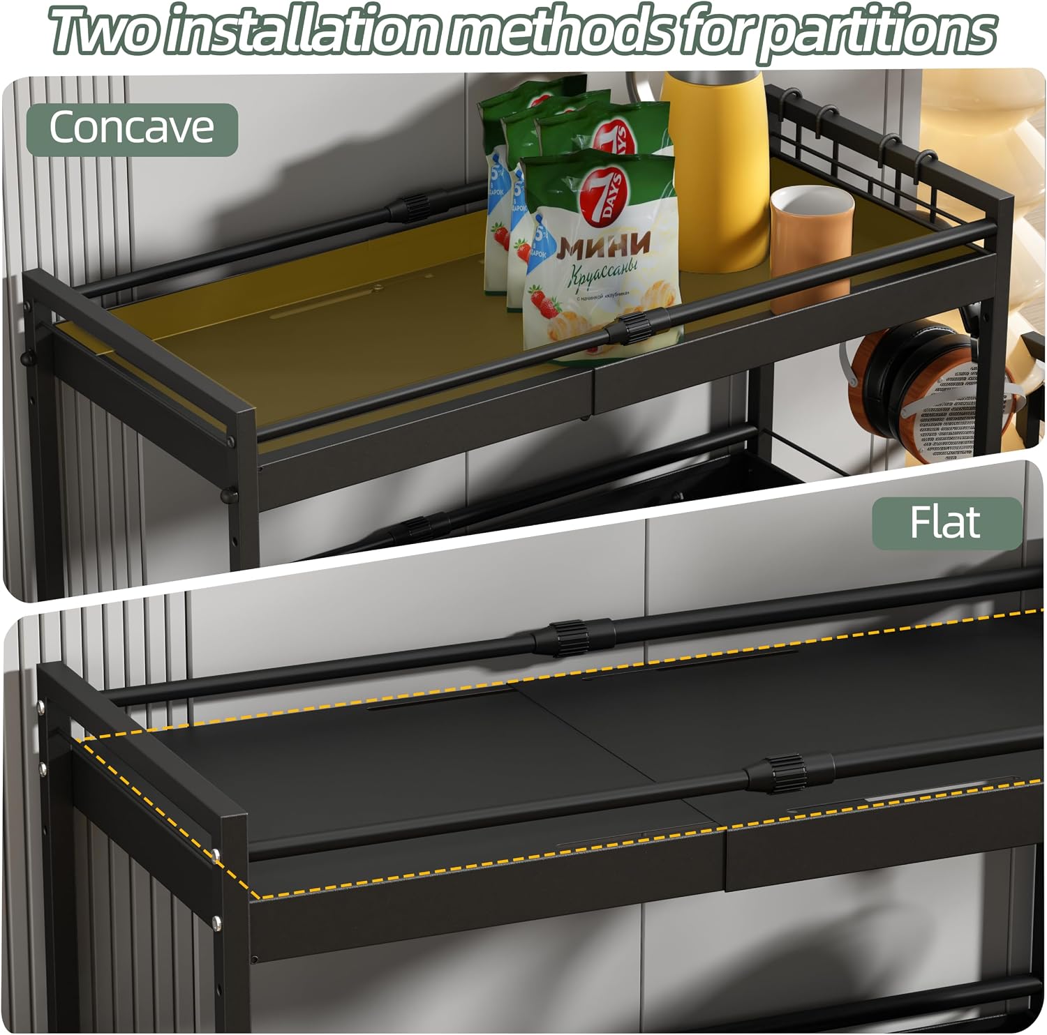 3 Tier Expandable Rolling Cart with wheels, pantry organizers and storage | kitchen Storage Cart for cans,food,snack and appliances，Adjustable shelf board height，Black,12.59"D×19.29-30.9"W×29.05"H