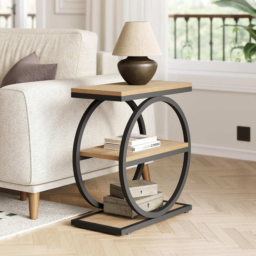 LITTLE TREE 3-Tier End Table, Side Table with Storage Shelves, Small Sofa Sid...