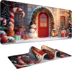 Christmas Scene Gaming Mouse Pad 35.4"x15.7"Desk Mat Anti-Slip Rubber Base & Durable Stitched Edges for Gamers Smooth Mouse Writing Surface for Desk Office/Home