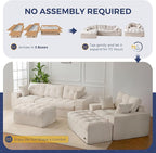 MAXYOYO Sectional Sofa Couch and Chaise Lounge, L Shaped Modern Cloud Couch with Ottoman, Comfy Sofa with Layered Cushion, Tufted Upholstered Sleeper Chair for Living Room, No Assembly Required, Beige