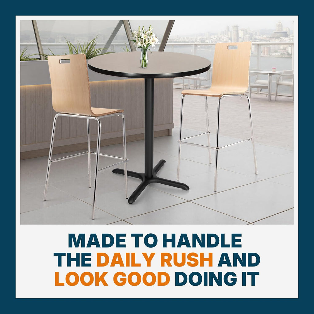 OEF Furnishings OEFCT13636XBGY Premium Commercial-Grade Restaurant and Breakroom Cafe Table (Round, 36 in Diameter, 42 in Bar Height, X-Base, Black Frame, Gray Nebula Laminate)
