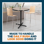 OEF Furnishings OEFCT13636XBGY Premium Commercial-Grade Restaurant and Breakroom Cafe Table (Round, 36 in Diameter, 42 in Bar Height, X-Base, Black Frame, Gray Nebula Laminate)