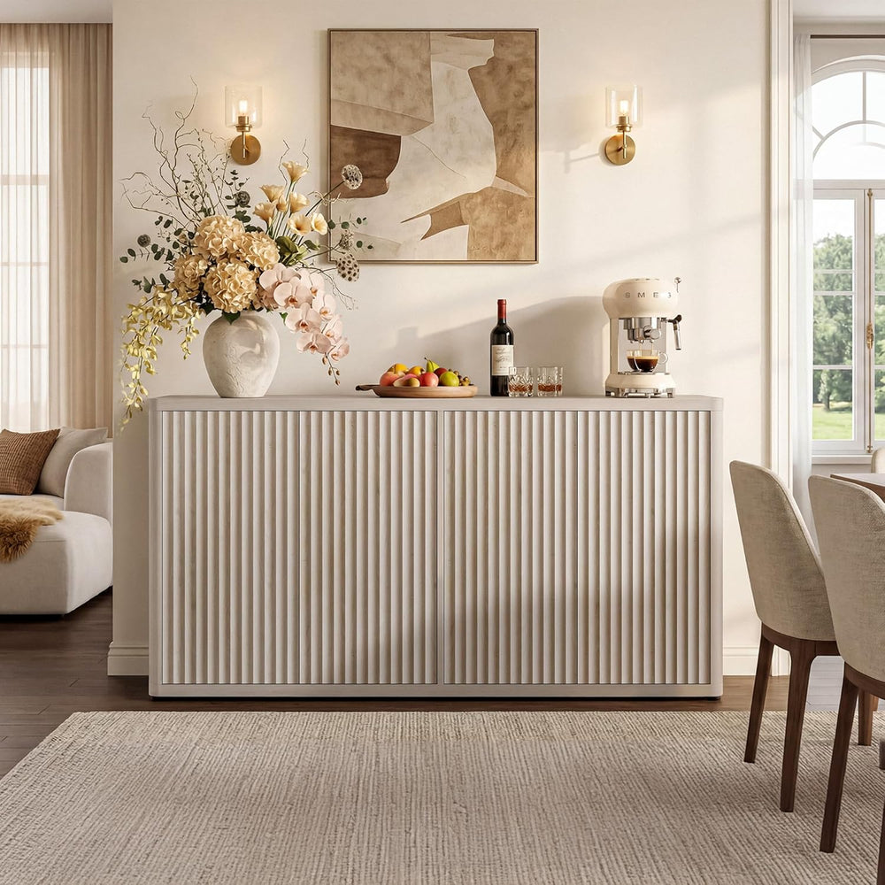 SICOTAS Buffet Cabinet with Storage Accent Sideboard with 4 Doors 66.3" ...