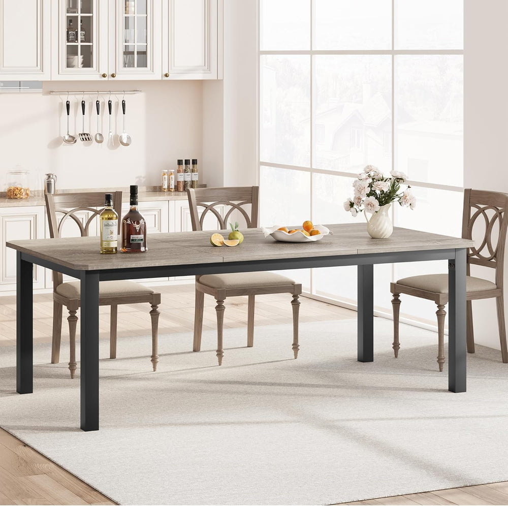 GarveeHome Industrial Dining Table for 6-8 People, 78.7" Long Kitchen Ta...