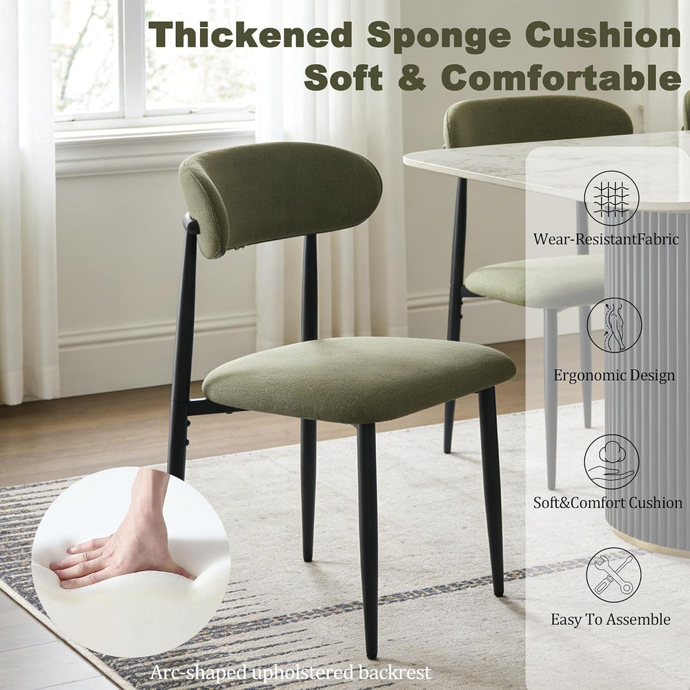 FREKEN Modern Upholstered Dining Chairs Set of 4, Mid-Century Metal Frame Lin...