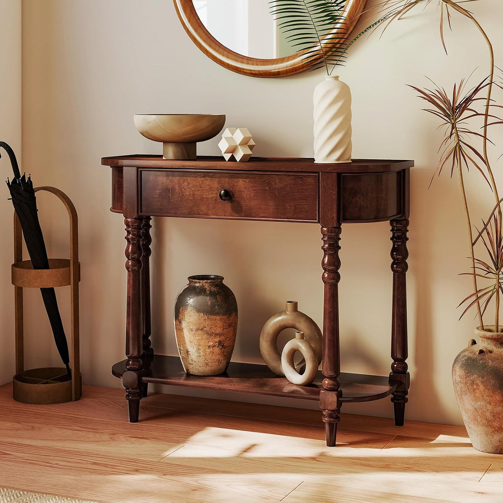 Giantex 2-Tier Console Table, 36" Retro Entryway Table with Storage Draw...