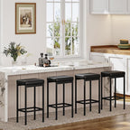 HOOBRO Bar Stools, Set of 2 Bar Chairs, 24.8-Inch Height Stools, Breakfast Bar Stools, Kitchen Stools, 2" Thick Upholstery, for Kitchen, Dining Room, Cafe, Bar Counter, Black BB21BY01