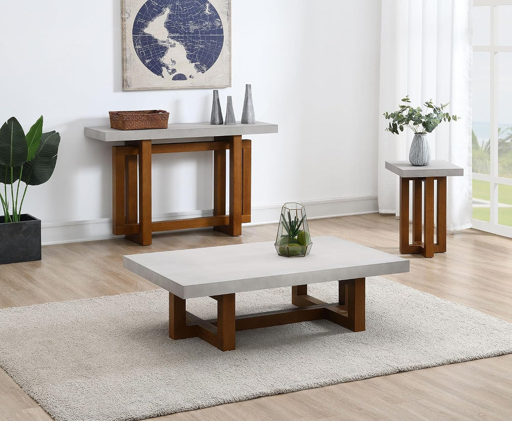 Acme Keven Transitional Composite Wood Square End Table in Walnut/Gray