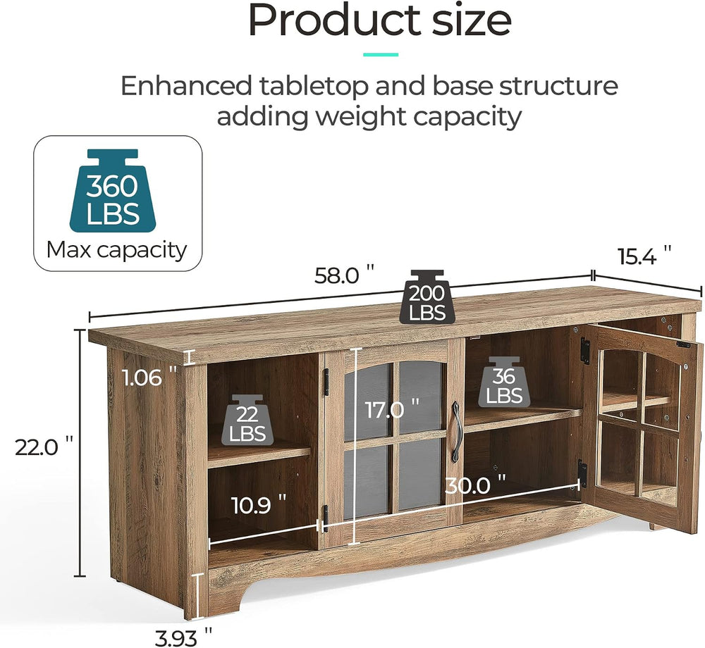 LINSY HOME Living Room Table Sets 4 Piece with TV Stand, Farmhouse TV Stand f...