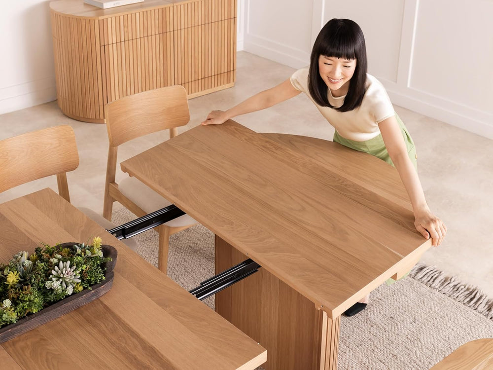 Transformer Table - Solid Wood Extendable Round Dining Table Set with 6 Chair...