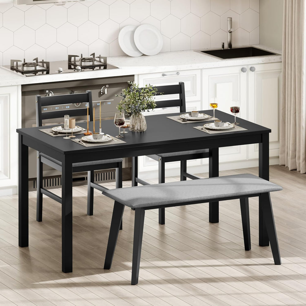 Dining Table Set for 4, Solid Wood Kitchen Table Chairs Set of 4, 43.3” Space...