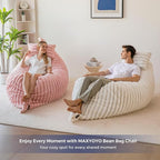 MAXYOYO Giant Bean Bag Chair with Pillow, 3 in 1 Convertible Bean Bag Chair for Adults with Removable Cover, Floor Cushion Stuffed Floor Lounger for Living Room Bedroom, Pink