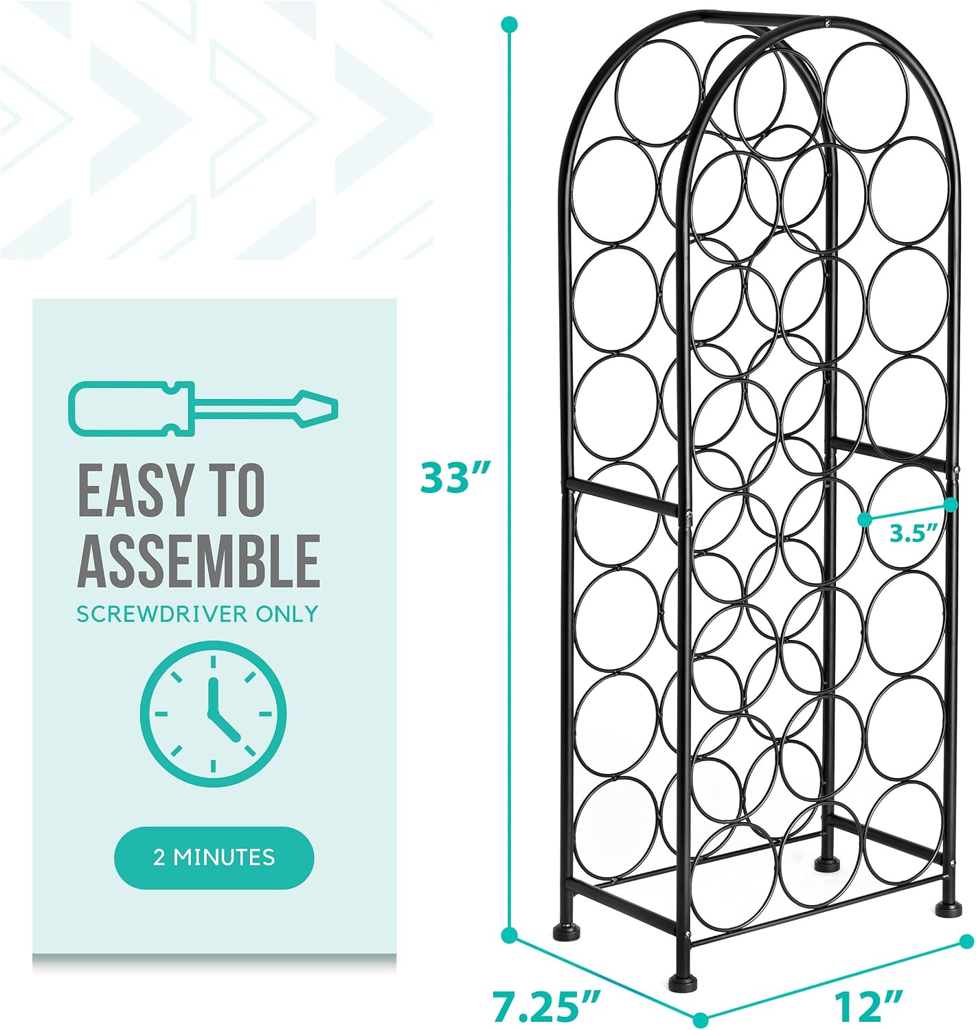Sorbus Freestanding Wine Rack - Elegant and Unique Bordeaux Chateau Style Floor Wine Stand for 23 Wine Bottle Storage, Champagne, Metal Wine Bottle Holder Stands for Kitchen, Home Bar, Mini Wine Bar