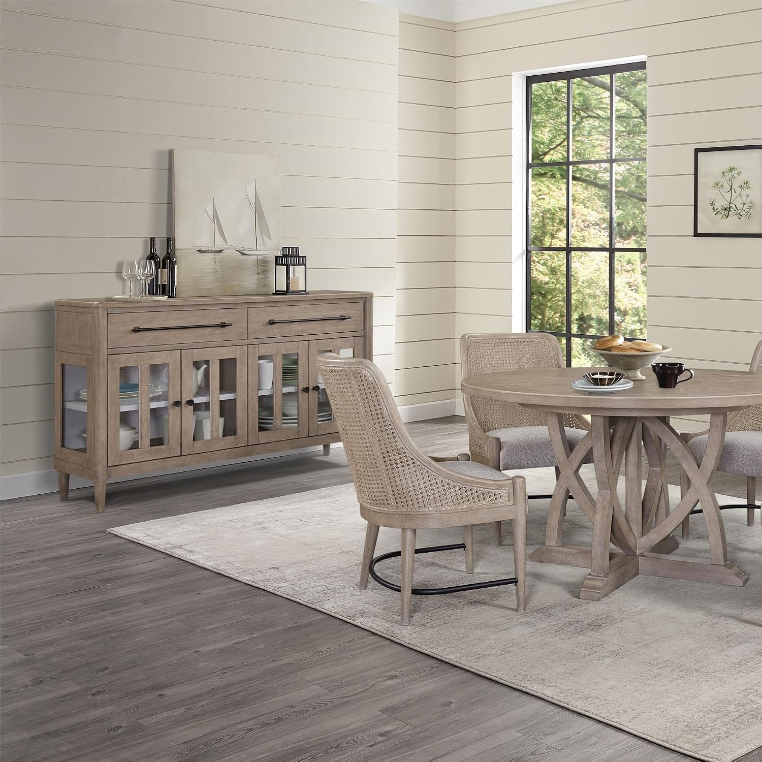Dining Cabinet with Glass Doors and Ample Storage Space,for Kitchen