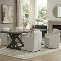 Upholstered Dining Chairs with Casters, No Assembly Modern Accent Armchair with Rollers for Dining Room, Bedroom, Living Room, Reading Room, Already Assembled, Linen, 4 Box