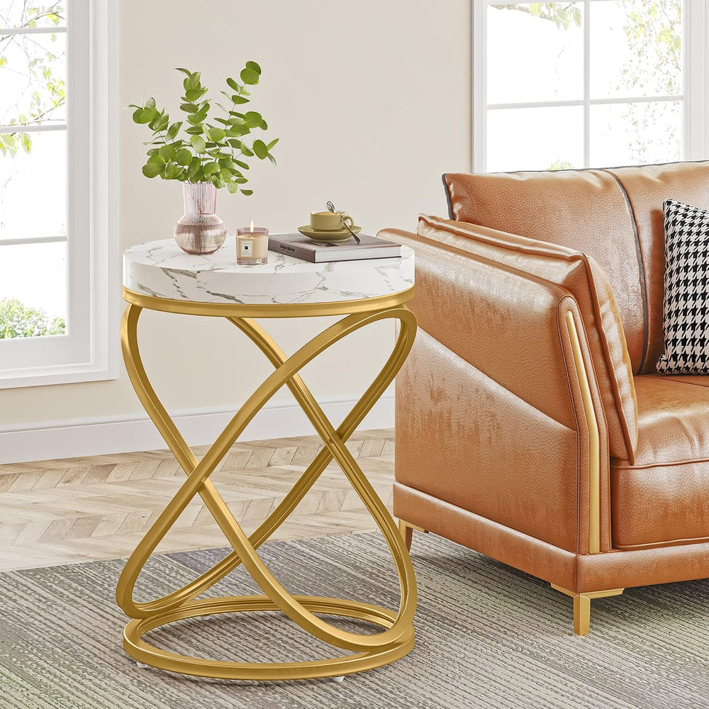 Tribesigns Round End Table with Engineered Wood Tabletop, 26 Inches Round Sid...